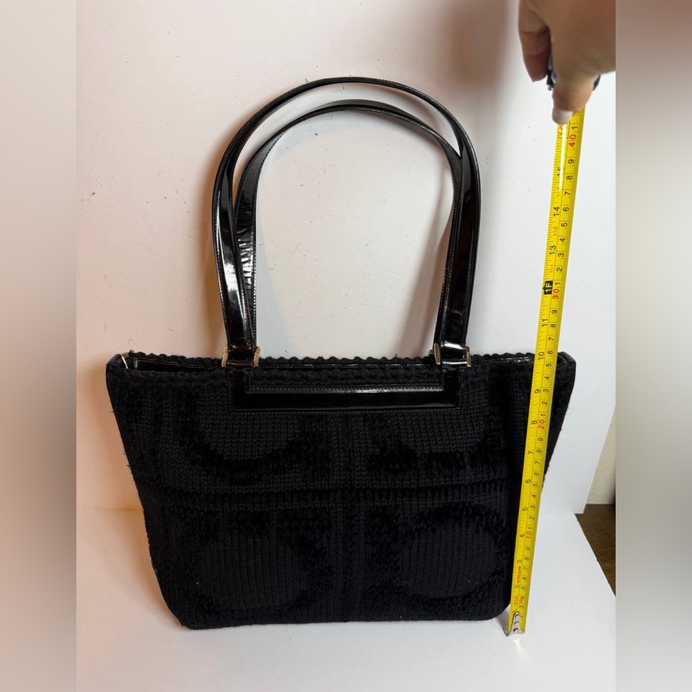 Salvatore Ferragamo Gancini Wool Knit Leather Tote Bag - Picture 3 of 12